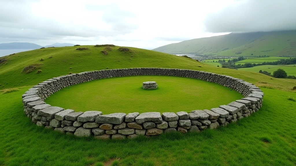 Ancient stone ringfort ruins in County Kerry landscape