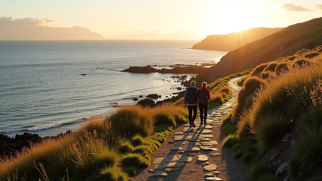Coastal path along Derrynane Bay with rocky shore and Atlantic view